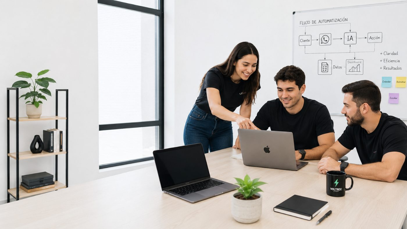 Equipo de Voltrex trabajando en una automatización para un cliente